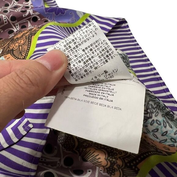 Etro Medium Multicolor Floral Geometric Print Silk Blouse Size 42 IT - Picture 6 of 14